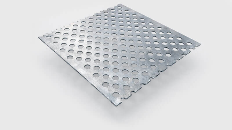 Geperforeerde platen of geponste platen alle soorten. Blank, verzinkt, RVS en aluminium. Ronde perforatie, vierkante perforatie, klaverblad.